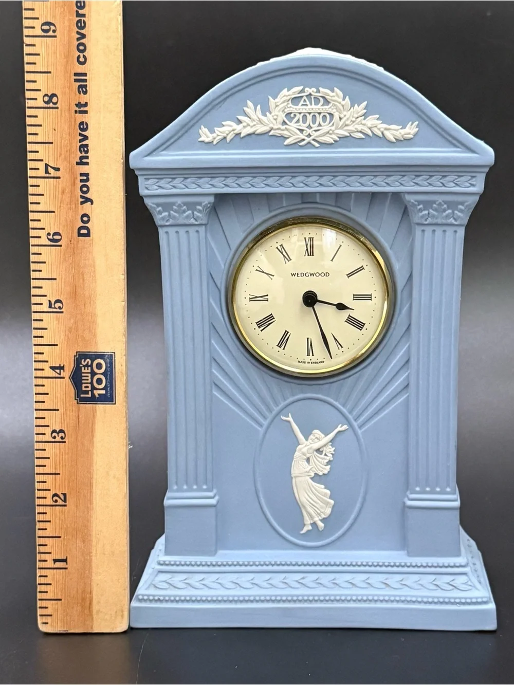 Vintage Y2K 2000 WEDGWOOD Blue Jasperware Millennium Mantel Clock Made England